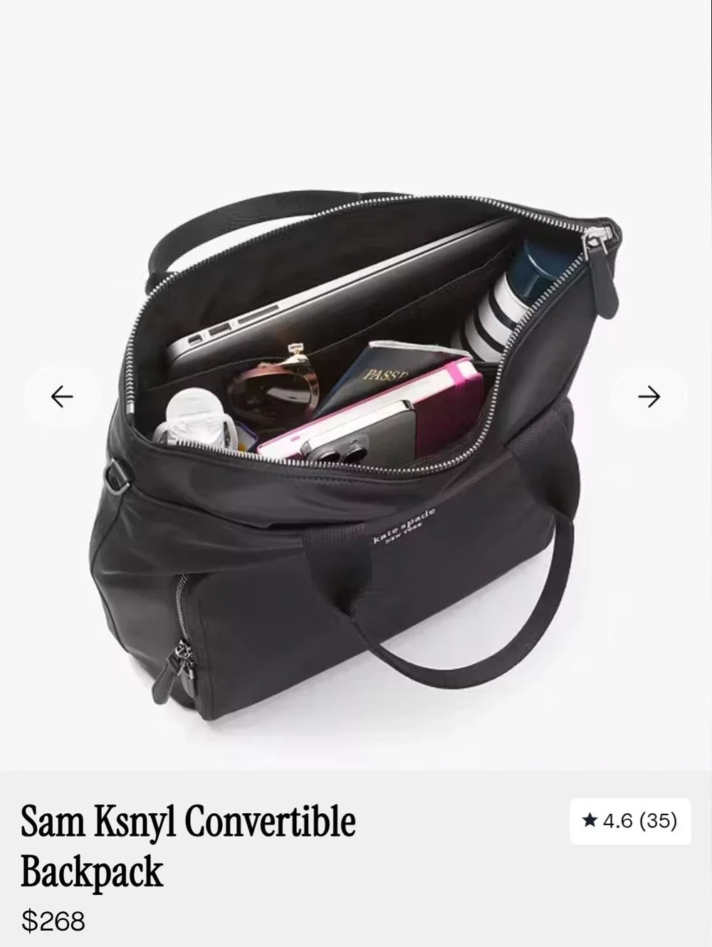Kate Spade Sam Ksnyl Convertible Backpack